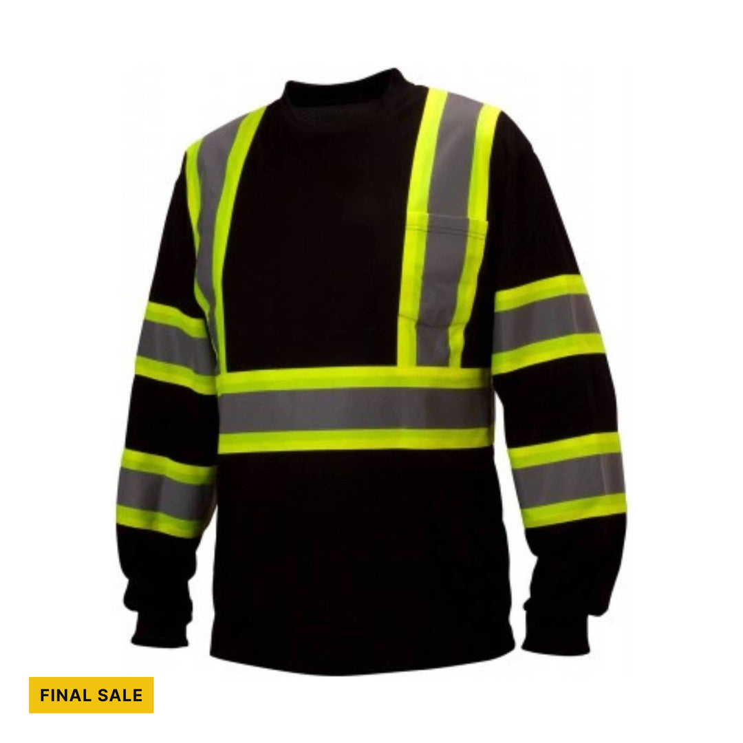 Pyramex Men's Long Sleeve Enhanced Hi-Vis T-Shirt - Black - FINAL SALE - Lenny's Shoe & Apparel