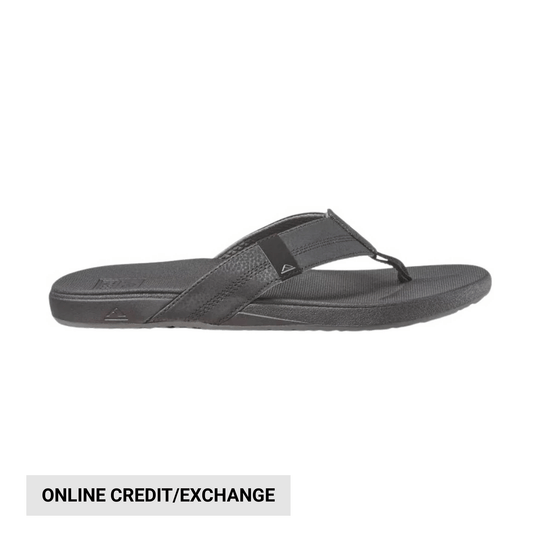 Dark gray thong flip-flop sandal with wide textured strap and cushioned sole