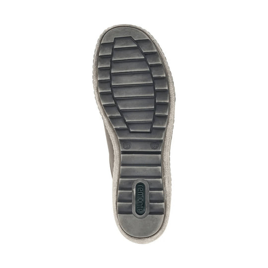 Grey shoe sole with tread pattern and Remonte logo