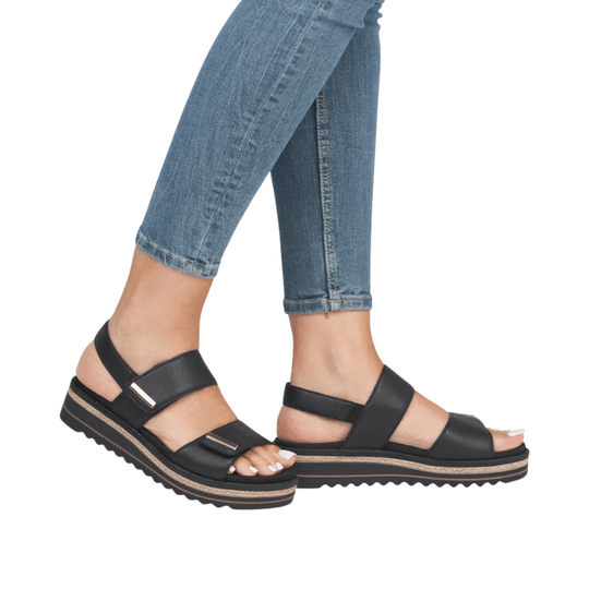 Rieker Women's Jocelyn Sandals - Black - Lenny's Shoe & Apparel