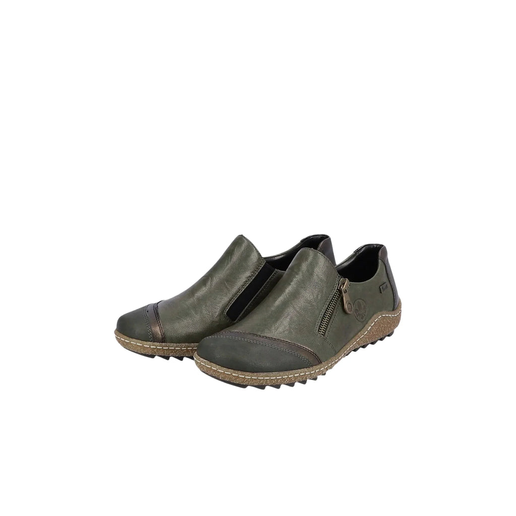 Rieker Women's Liv Slip Zip Shoes - Forest - Lenny's Shoe & Apparel