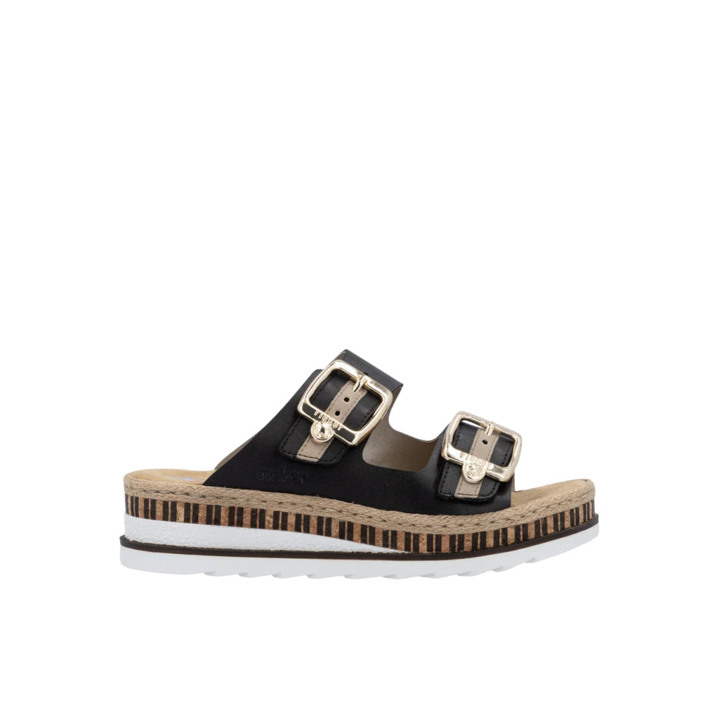 Rieker Women's Regina 55 Sandals - Schwarz/Nude - Lenny's Shoe & Apparel