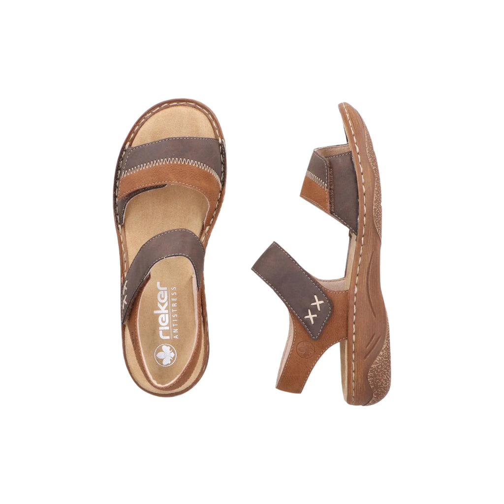 Rieker Women's Regina Sandals - Chocolate/Cognac - Lenny's Shoe & Apparel