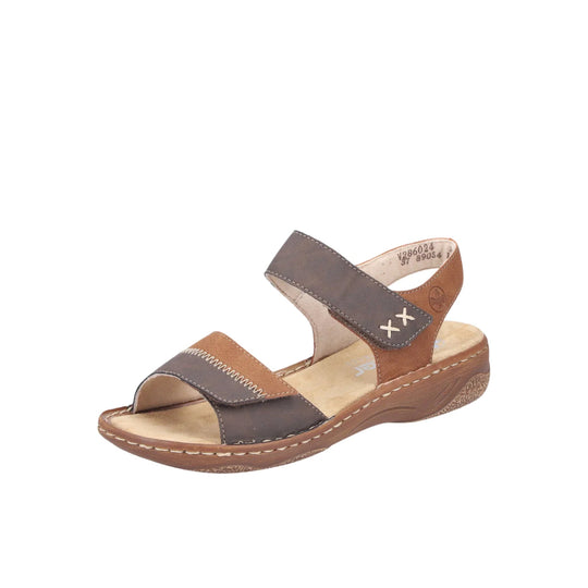 Rieker Women's Regina Sandals - Chocolate/Cognac - Lenny's Shoe & Apparel