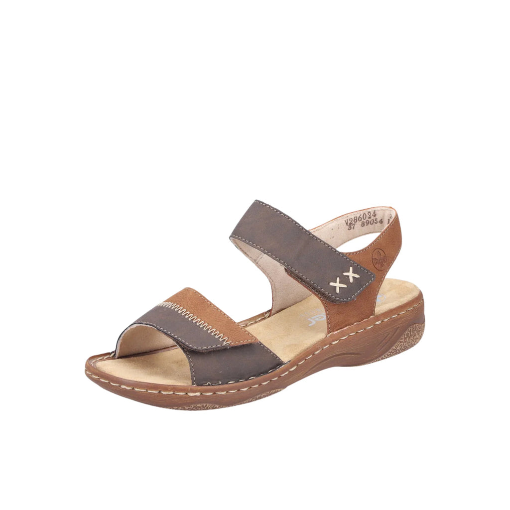 Rieker Women's Regina Sandals - Chocolate/Cognac - Lenny's Shoe & Apparel