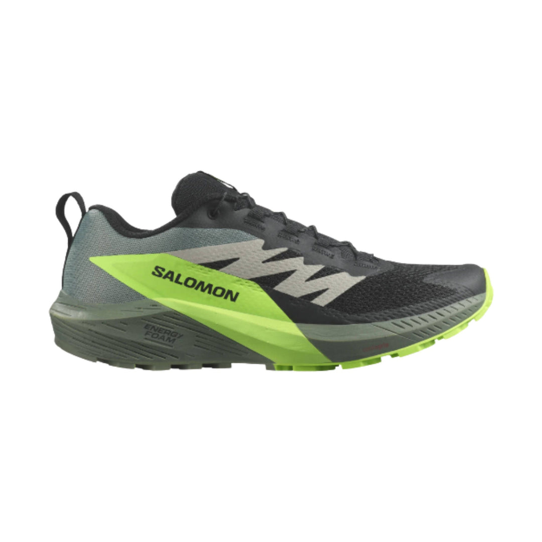 Salomon Men's Sense Ride 5 Trail Running Shoes - Black / Laurel Wreath / Green Gecko - Lenny's Shoe & Apparel