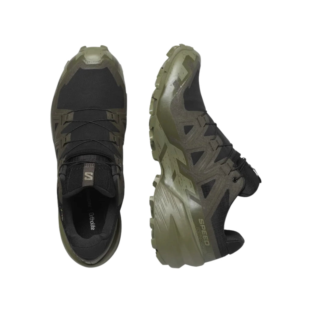 Salomon Men's Supercross 6 Gore Tex Hiking Shoes - Black / Peat / Deep Lichen Green - Lenny's Shoe & Apparel
