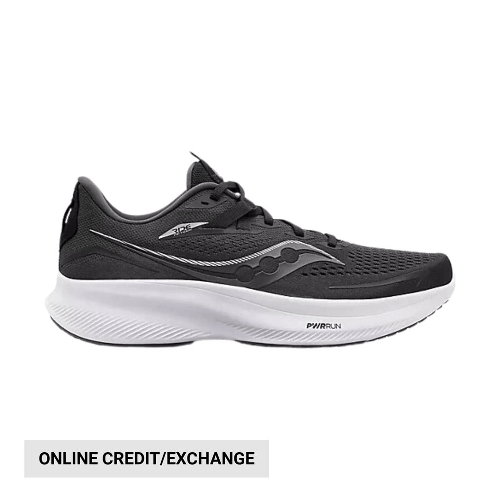 Saucony Men's Ride 15 Running Shoes - Black/White - Lenny's Shoe & Apparel