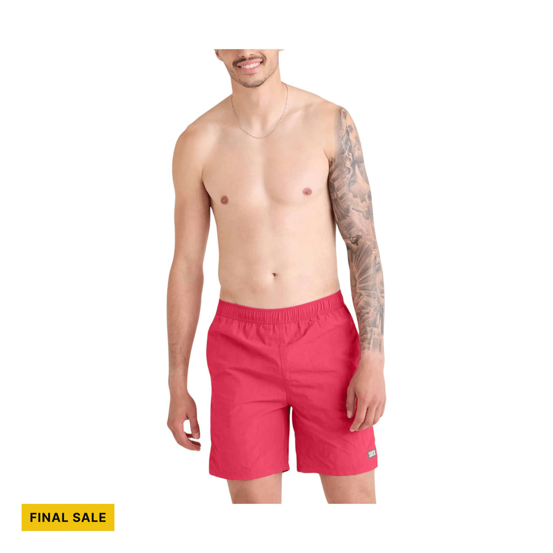 SAXX Men's Go Coastal 2N1 7 Inch Swim Trunks - Raspberry - FINAL SALE - Lenny's Shoe & Apparel