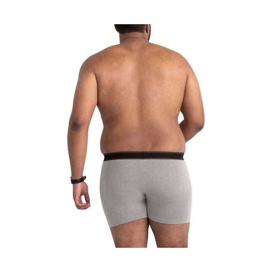 Gray heather boxer briefs shown from the back