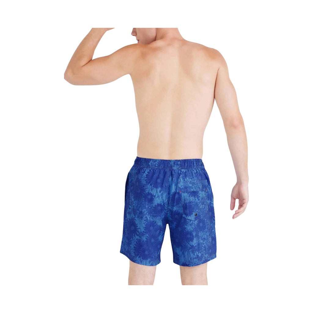 SAXX Men's Oh Bouy 2N1 7 Inch Swim Trunks - White Noise Daisy - Blue - Lenny's Shoe & Apparel