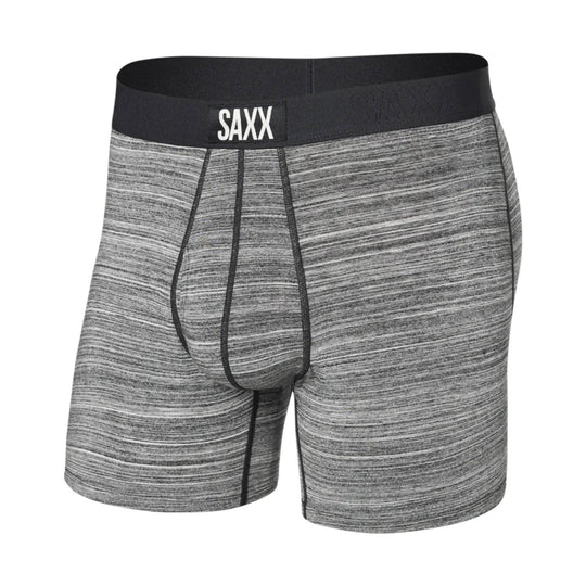 Gray heathered boxer brief with black waistband and front pouch