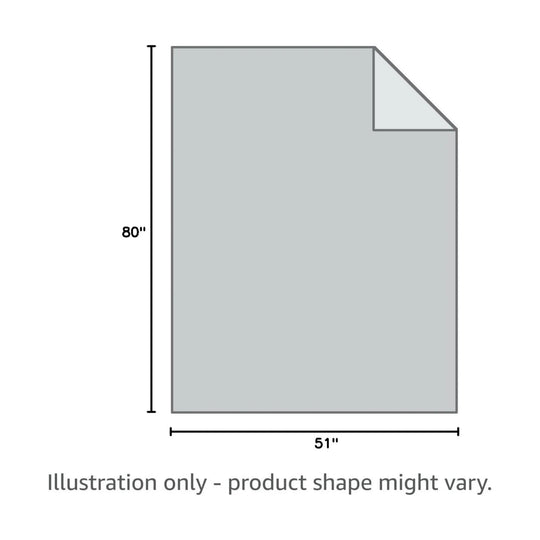 Light gray blanket with a notched corner, shown with 80" height and 51" width measurements