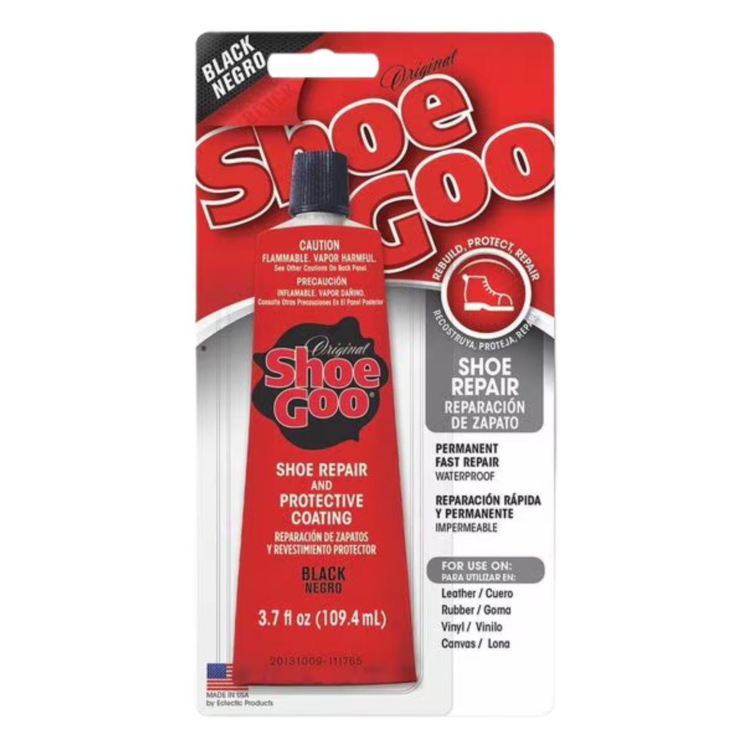 Shoe Repair Glue Shoe Goo - Black tube on a plain white background
