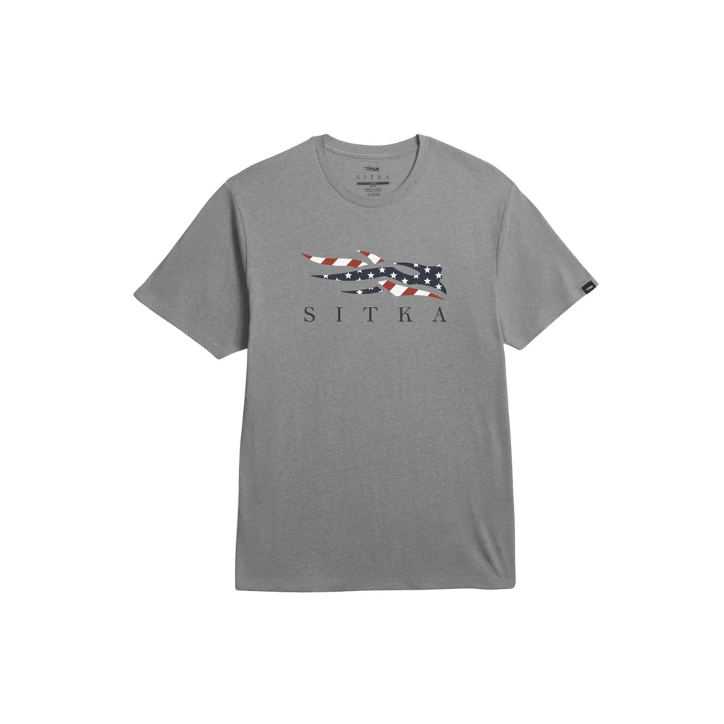 Sitka Men's Icon Flag Tee - Medium Grey Heather - Lenny's Shoe & Apparel