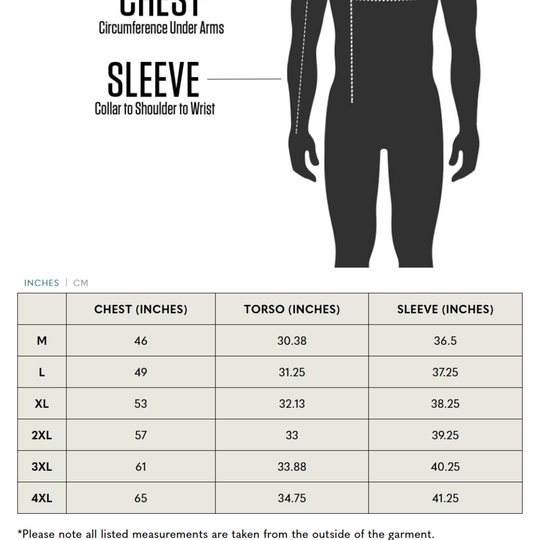 Size chart in inches