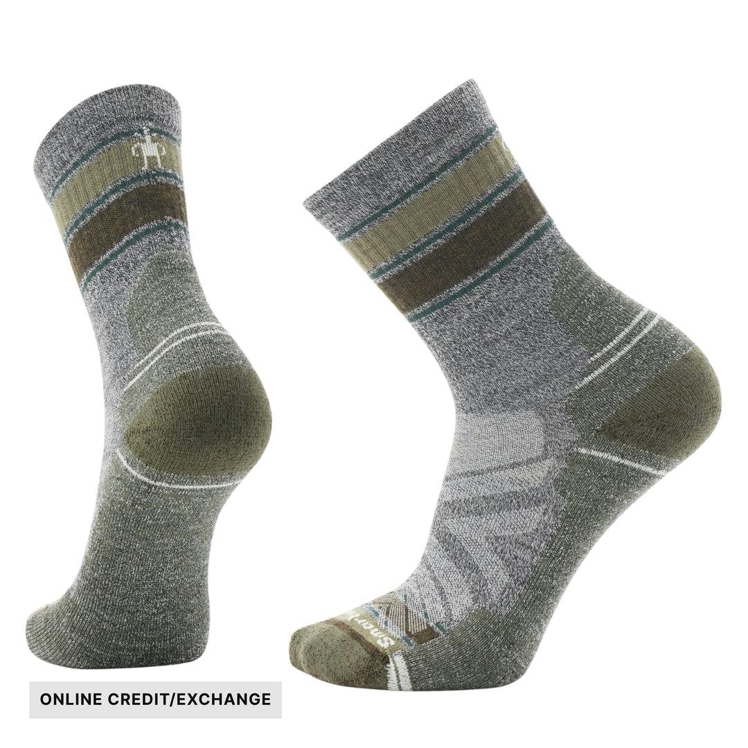 Smartwool Men's Hike Light Cushion Striped Mid Crew Socks - Ash/Charcoal - ONLINE CREDIT/EXCHANGE - Lenny's Shoe & Apparel
