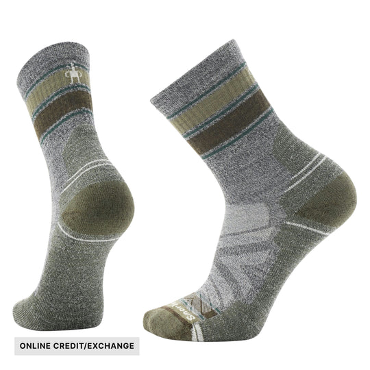 Smartwool Men's Hike Light Cushion Striped Mid Crew Socks - Ash/Charcoal - ONLINE CREDIT/EXCHANGE - Lenny's Shoe & Apparel