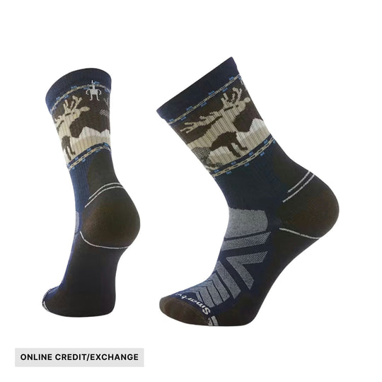 Smartwool Men's Hike Mountain Moose Crew Socks - Deep Navy - ONLINE CREDIT/EXCHANGE - Lenny's Shoe & Apparel