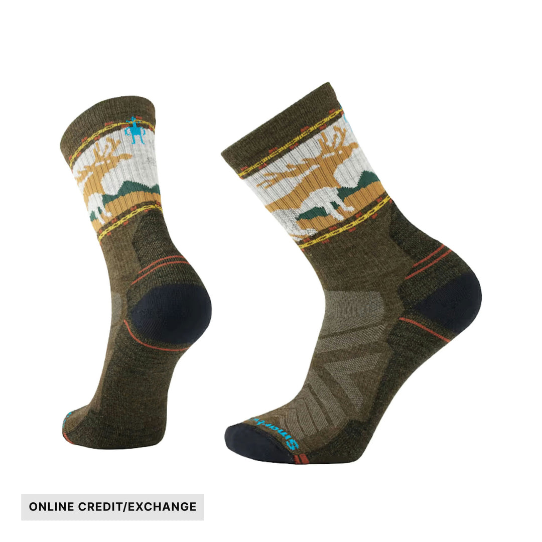 Smartwool Men's Hike Mountain Moose Crew Socks - Military Olive - ONLINE CREDIT/EXCHANGE - Lenny's Shoe & Apparel