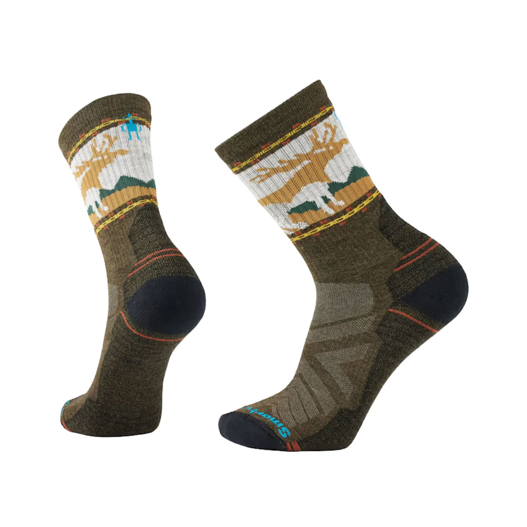 Smartwool Men's Hike Mountain Moose Crew Socks - Military Olive - Lenny's Shoe & Apparel