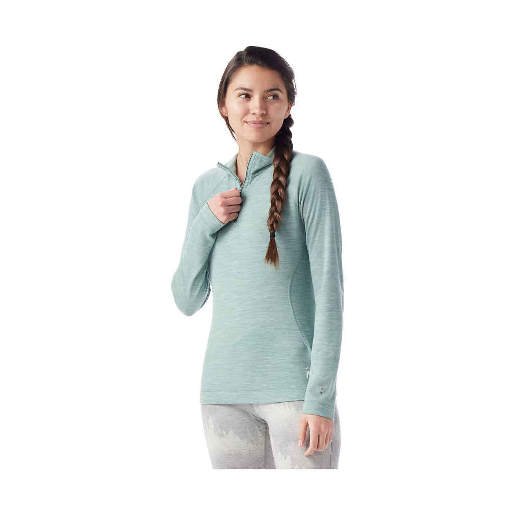 Smartwool Women's Classic Thermal Merino Layer Quarter Zip - Arctic Green Heather - Lenny's Shoe & Apparel