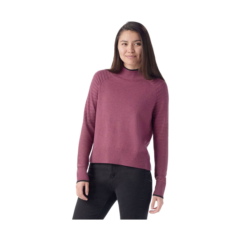 Smartwool Women's Edgewood Mock Neck Sweater - Garden Pink Eggplant - Lenny's Shoe & Apparel