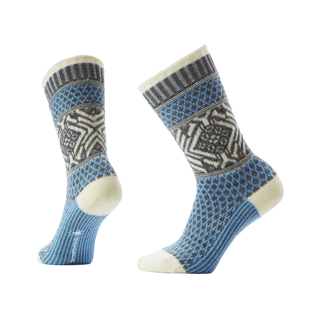 Smartwool Women's Everyday Cozy Popcorn Snowflake Pattern Crew Socks - Serene Blue - Lenny's Shoe & Apparel