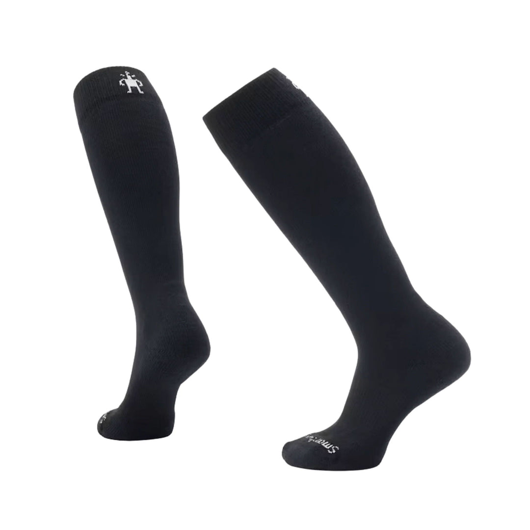 Black knee-high compression socks with small logo near the cuff