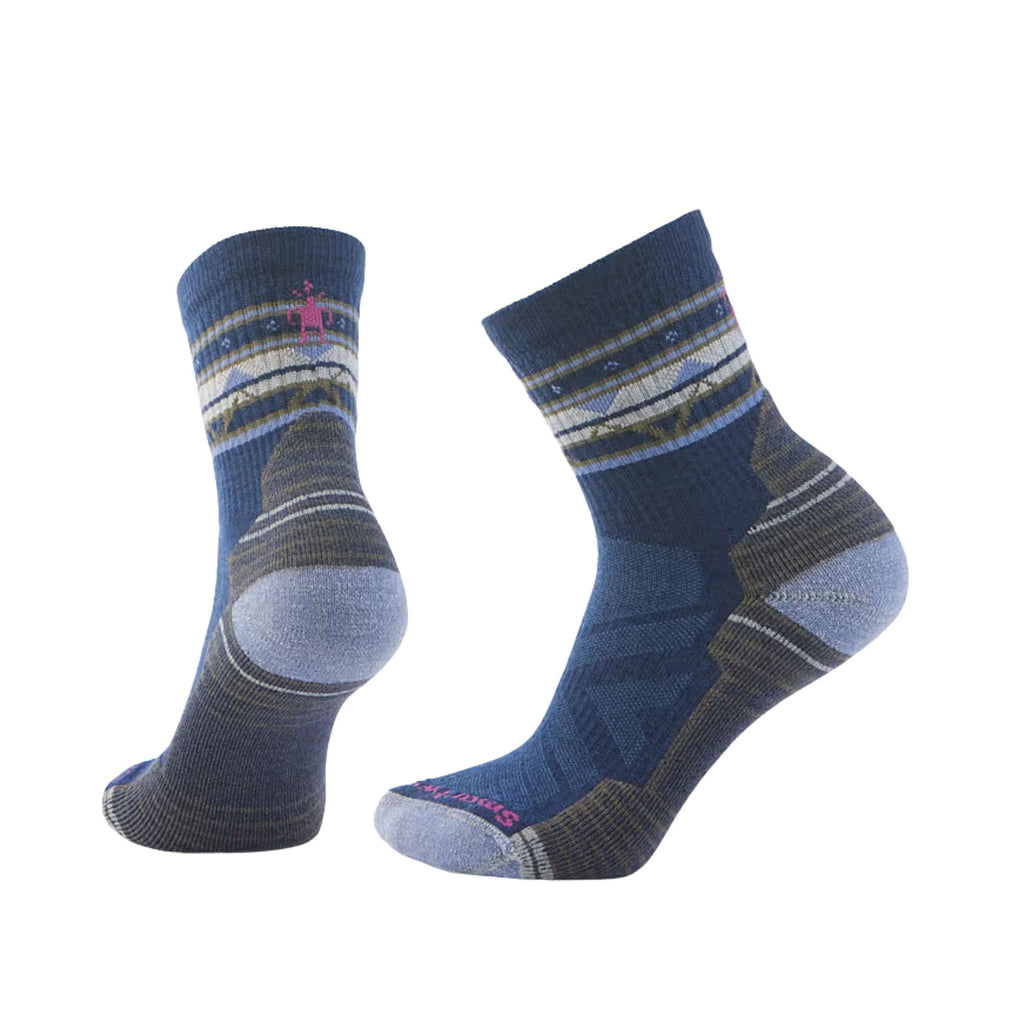Smartwool Women's Hike Light Cushion Zig Zag Valley Mid Crew Socks - Alpine Blue - Lenny's Shoe & Apparel