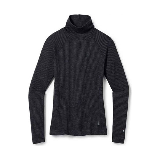 Black ribbed turtleneck sweater with long sleeves