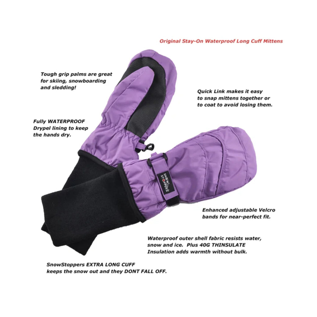 SnowStoppers Kids' Original Extended Cuff Mittens - Black - Lenny's Shoe & Apparel