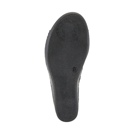 Black wedge sandal outsole with textured tread and size 37 marking