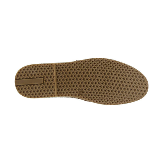 Tan rubber shoe outsole with diamond tread pattern and a size marking