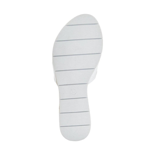 White shoe sole with horizontal tread grooves and size marking 37
