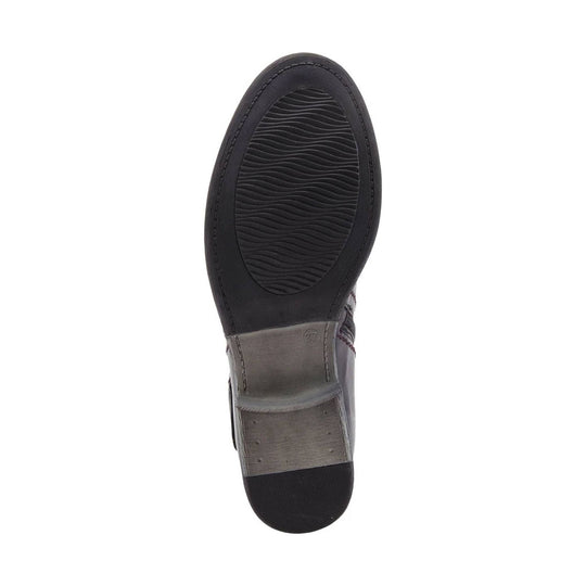 Black ankle boot sole with wavy tread and a size 37 marking