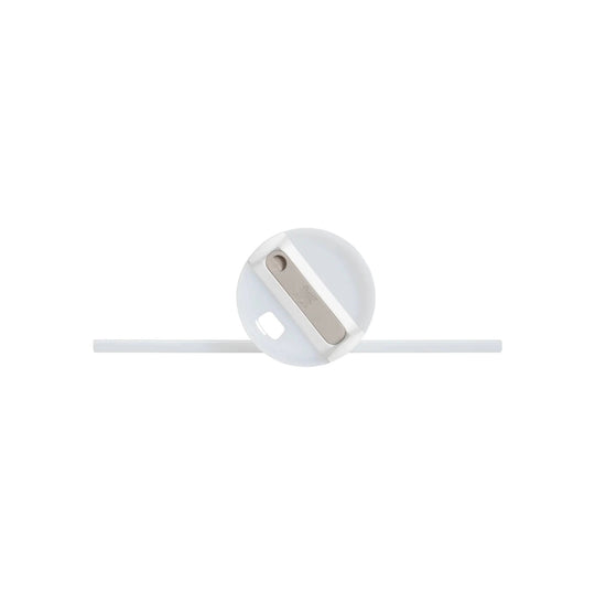 White tumbler lid with a beige sliding closure, shown on a white background
