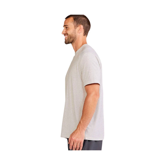 Light gray short-sleeve crewneck T-shirt shown in side profile