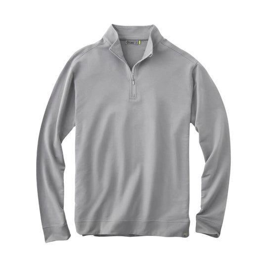 Light gray long-sleeve quarter-zip pullover with a stand collar