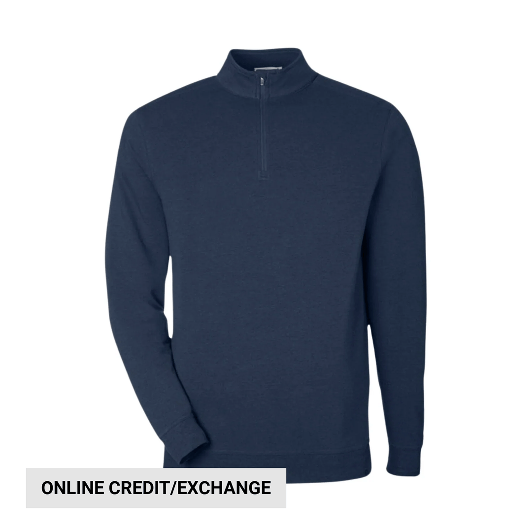 Navy quarter-zip pullover with long sleeves