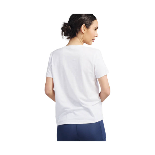 White short-sleeve V-neck T-shirt shown from the back