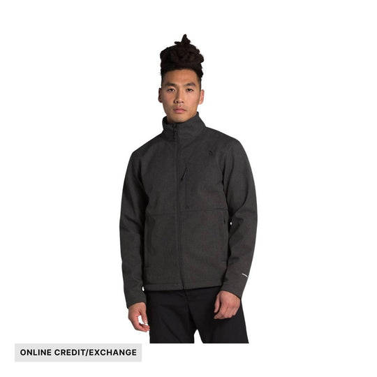 Dark charcoal zip-up jacket with stand collar and chest pocket, shown on model; ONLINE CREDIT/EXCHANGE
