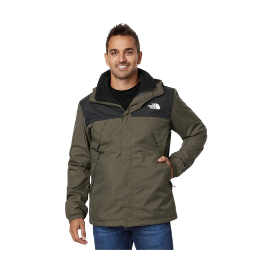 Olive hooded jacket with black yoke and white chest logo