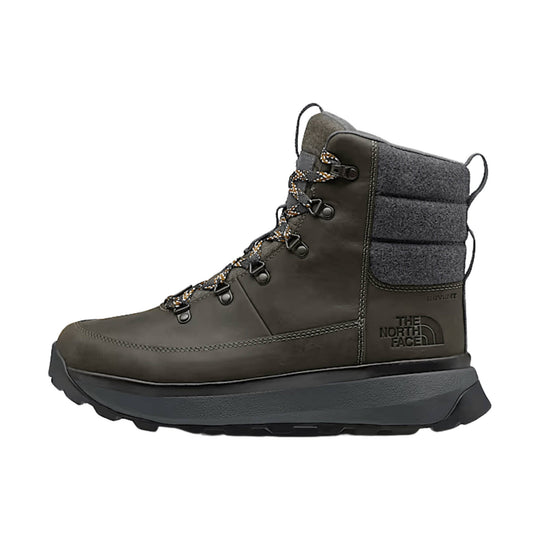 Dark gray and brown winter boot with lace-up front, thick sole, and The North Face logo