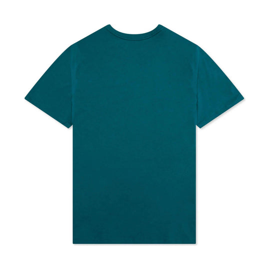 Teal short-sleeve crewneck T-shirt shown flat on a white background