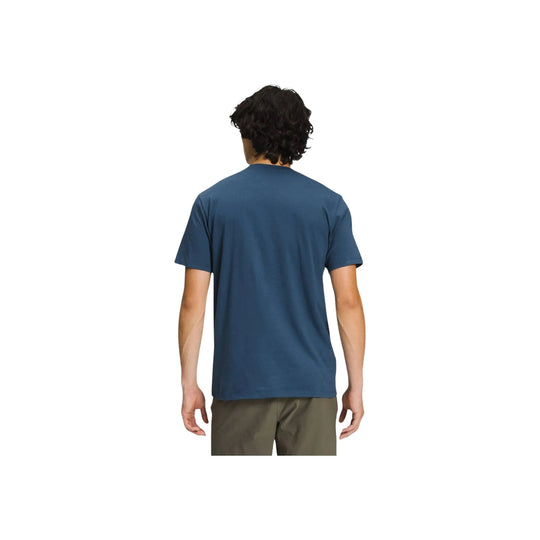 Blue short-sleeve crewneck T-shirt shown from the back