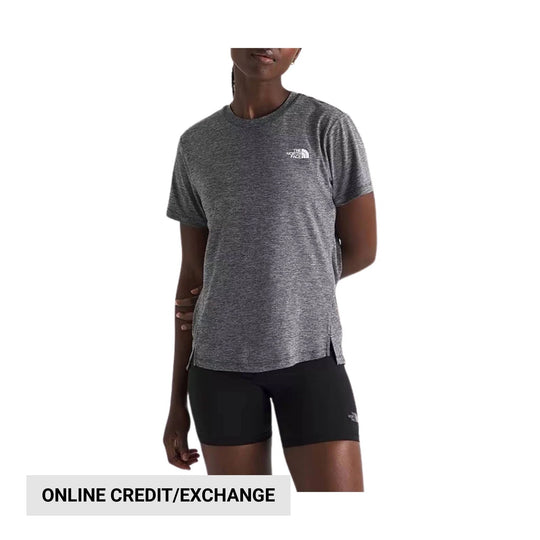 Heathered gray short-sleeve athletic tee with small chest logo