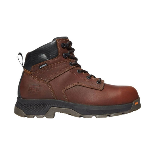brown leather work boot
