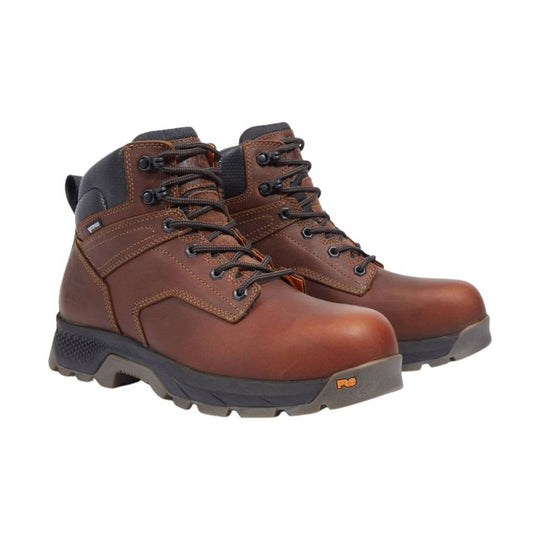two brown leather work boots