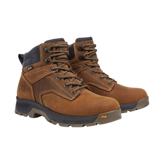 brown leather work boot